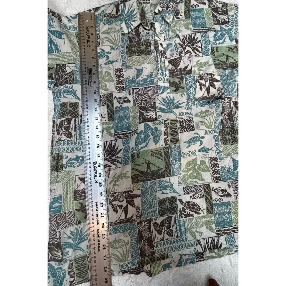 Go Barefoot Men's Multicolor Floral Short Sleeve Pullover Hawaiian Shirt Large